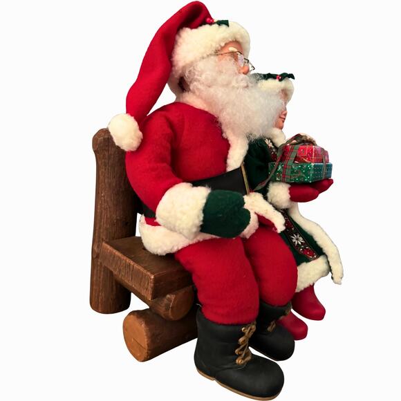 1994 Holiday Creations Animated Santa & Mrs. Claus on Wooden Bench – Santa Moves - Picture 9 of 12